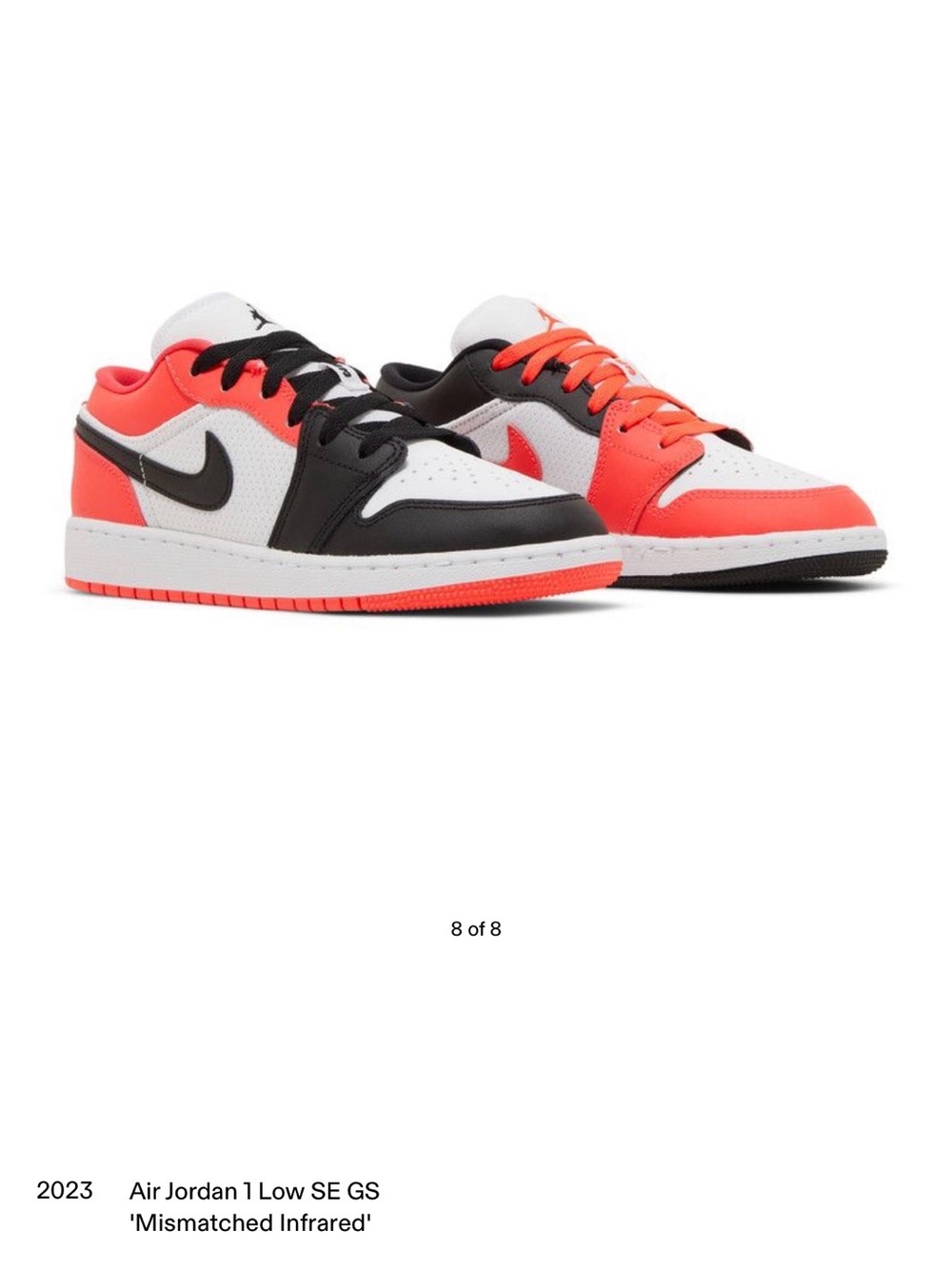 Nike Air Jordan 1 Low SE GS 'Mismatched Infrared' - White, Black & Infrared